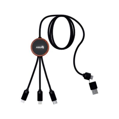 Bamboo 5-in-1 Charging Cable with Light-Up Logo