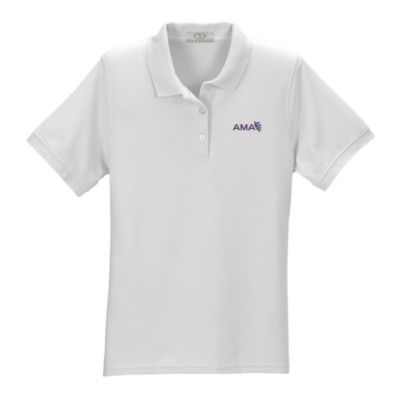 Womens Soft-Blend Double-Tuck Pique Polo Shirt