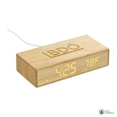 Bamboo Wireless Charging Desk Clock