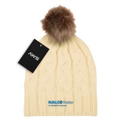 AWS Cameron Cable Knit Pom Beanie - NW