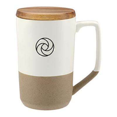 Tahoe Tea & Coffee Ceramic Mug with Wood Lid 16oz