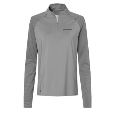 Adidas Ladies Stripe Block Quarter-Zip Pullover