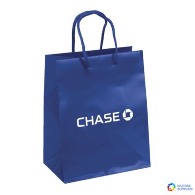 Crystal Paper Gloss Eurotote Bag - 7.75 in. W x 4.75 in. D x 9.75 in. H - Chase