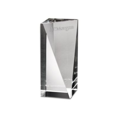 Sheared Tower Crystal Award - 2.5 in. W x 8 in. H x 2.5 in. D - J.P. Morgan