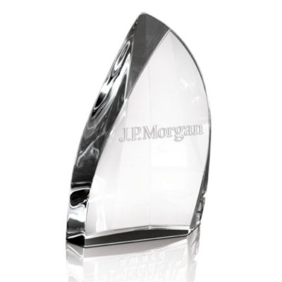 Clear Blaze Crystal Award - 4 in. W x 6 in. H x 1.5 in. D - J.P. Morgan