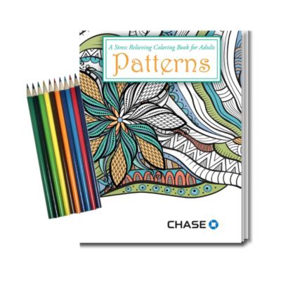 Stress Relieving Coloring Book and Pencil Set - Patterns - 8 in. x 10.5 in. - Chase