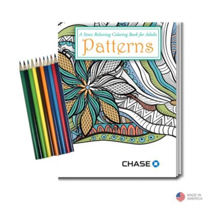 Stress Relieving Coloring Book and Pencil Set - Patterns - 8 in. x 10.5 in. - Chase