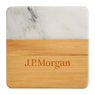 Marble and Bamboo Coaster Set - J.P. Morgan