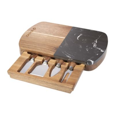 Black Marble Cheese Board Set with Knives - Chase