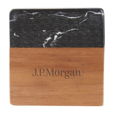 Black Marble and Wood Coaster Set - J.P. Morgan