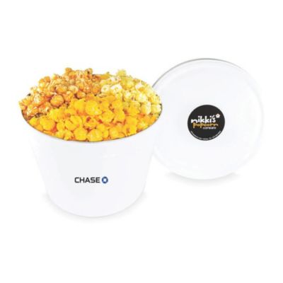 Nikkis Popcorn Tri-Flavor Popcorn Tin Gluten Free - 2 Gallon - Chase Business Banking - Mandarin