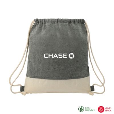 Split Recycled Cotton Drawstring Bag - Chase
