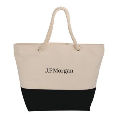 Zippered Cotton Canvas Rope Tote -12 oz. - J.P. Morgan