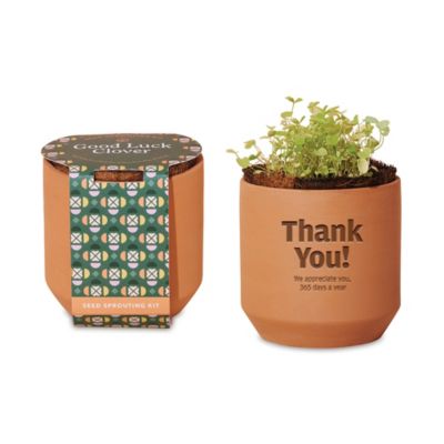 Modern Sprout Tiny Terracotta Grow Kit Good Luck Clover - JPMC EAW