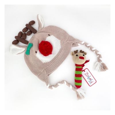 Zubels Reindeer Rattle and Hat Set - Chase Business Banking - Mandarin