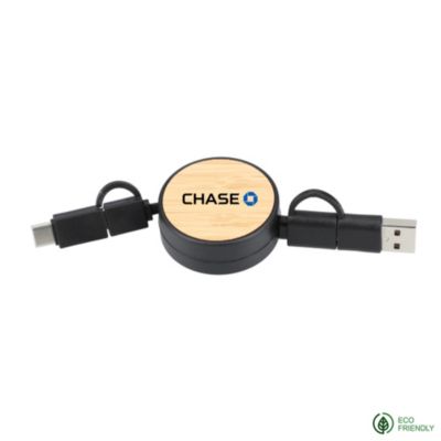 FSC 100% Bamboo Retractable 5-in-1 Charging Cable - Chase