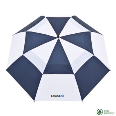 Elements Recycled Auto Open Double Canopy Golf Umbrella - 60 in. - Chase