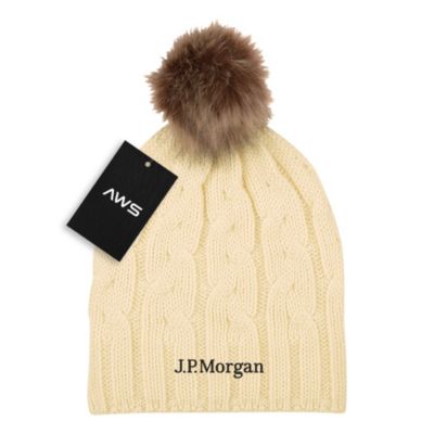 AWS Cameron Cable Knit Pom Beanie - J.P. Morgan