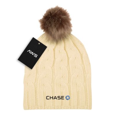 AWS Cameron Cable Knit Pom Beanie - Chase