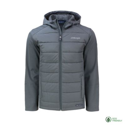 Cutter & Buck Evoke Hybrid Eco Softshell Full Zip Hooded Jacket - J.P. Morgan