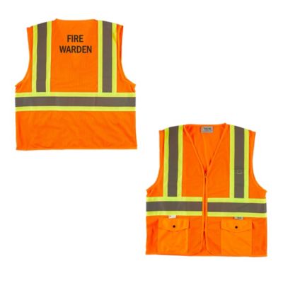 Xtreme Visibility DOT Class 2 Contrast Stripe Zip Vest - Fire Warden (1PC)