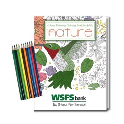 Stress Relieving Coloring Book and Pencil Set - Nature - 8 in. x 10.5 in. - WSFS