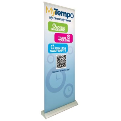 Deluxe Pro Retractor Single-Banner Kit (No-Curl Opaque Fabric) - 33.5 in.