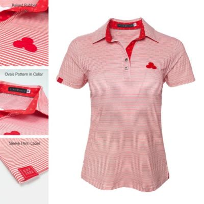 Ladies Red Micro-Striped Performance Polo Shirt (1PC)