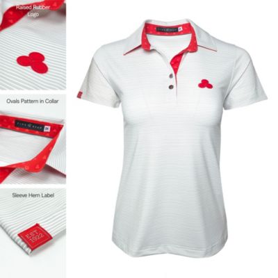 Ladies Grey Micro-Striped Performance Polo Shirt (1PC)
