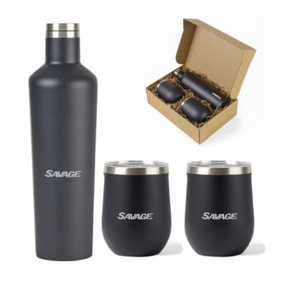 Corkcicle Canteen and Stemless Wine Cup Gift Set - Savage