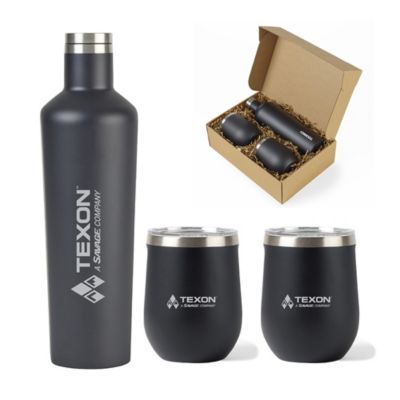 Corkcicle Canteen and Stemless Wine Cup Gift Set - Texon