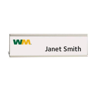 Desk Name Plate with Silver Holder - 2 in. x 8 in.