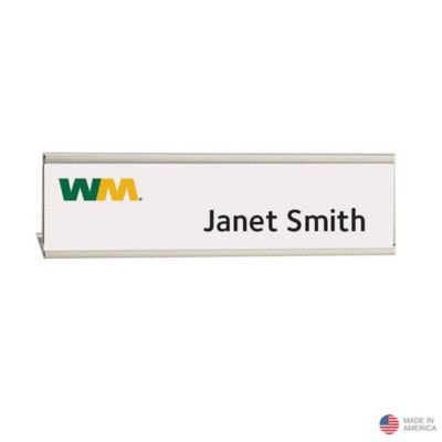 Desk Name Plate with Silver Holder - 2 in. x 8 in.