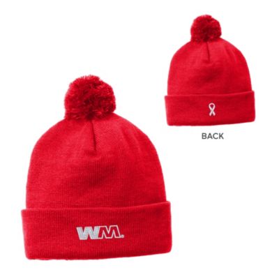 Sport-Tek Solid Pom Pom Beanie - Go Red Day