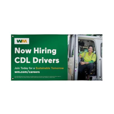 PVC-Free Banner Single-Sided - 4 ft. x 8 ft. - Now Hiring Drivers