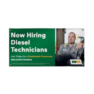 PVC-Free Banner Single-Sided - 4 ft. x 8 ft. - Now Hiring Technicians
