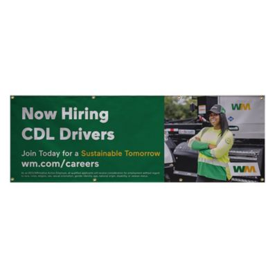 PVC-Free Banner Single-Sided - 5 ft. x 15 ft. - Now Hiring Drivers