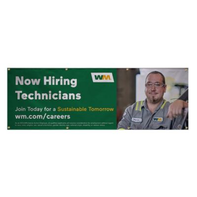 PVC-Free Banner Single-Sided - 5 ft. x 15 ft. - Now Hiring Technicians