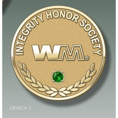 Custom Cast Brass Lapel Pin with Emerald Stone - 0.75 in. - Integrity Honor Society