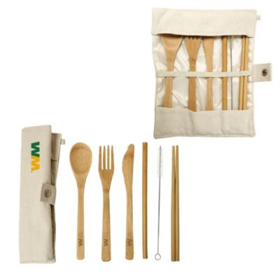 Green Bay Bamboo Utensils with Carry Pouch - Ships from Canada