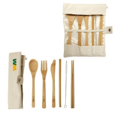 Green Bay Bamboo Utensils with Carry Pouch - Ships to Canada Only