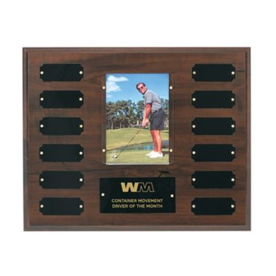 Completed Cherry Finish Perpetual Plaque with Plates and Photo Holder