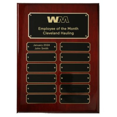 Rosewood Piano Finish Perpetual Plaque - 9 in. x 12 in.