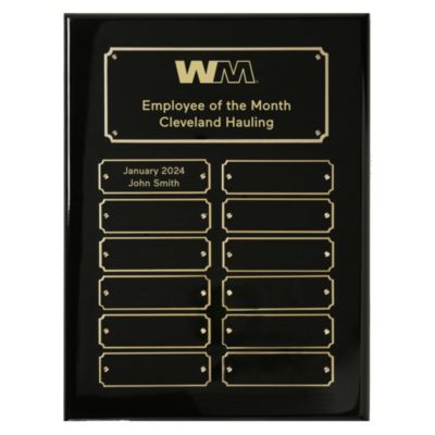 Black Piano Finish Perpetual Plaque - 9 in. x 12 in.