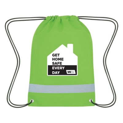 Reflective Non-Woven Drawstring Bag - Get Home Safe