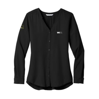 Ladies Port Authority Long Sleeve Button-Front Blouse - Get Home Safe