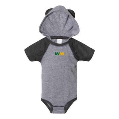 Rabbit Skins Fine Jersey Infant Short Sleeve Raglan Bodysuit with Hood and Ears